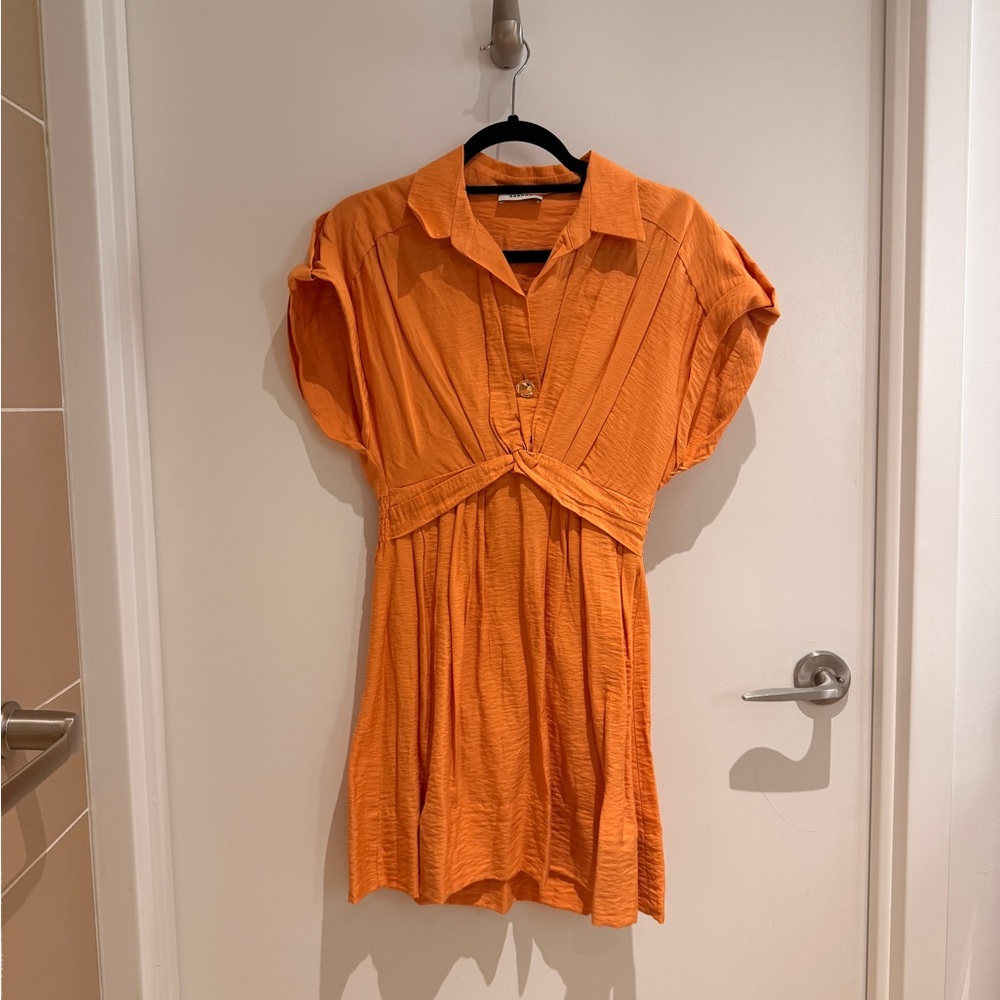 Sandro - Orange Short Sleeve Shirt Dress